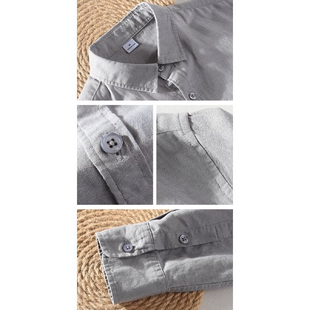 Cloud Gray Linen Blend Shirt