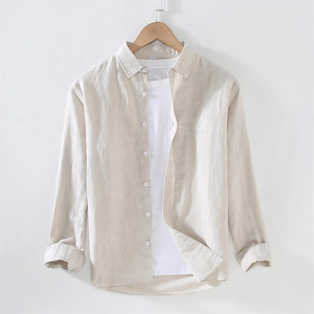 Beige Drift Linen Blend Shirt