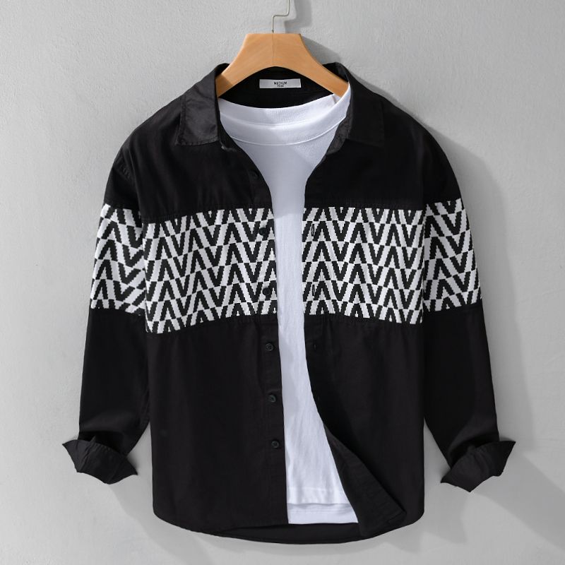 Monochrome Mosaic Panel Shirt