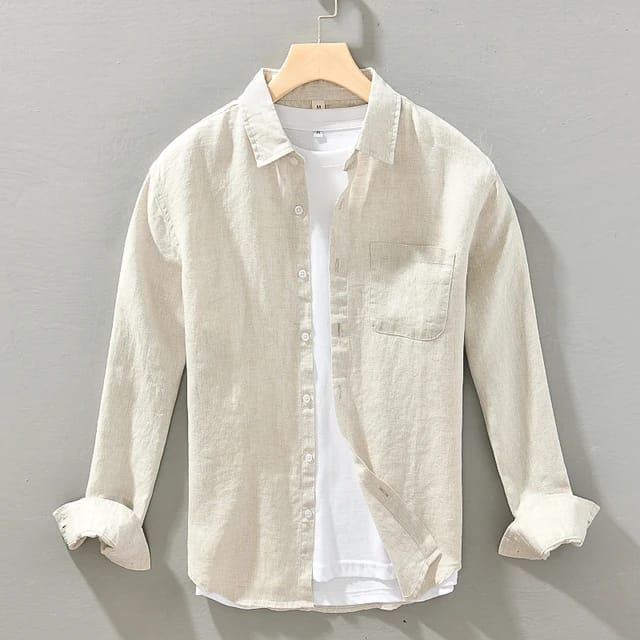 Beige Drift Linen Blend Shirt