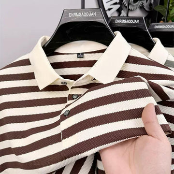 Beign and Brown Stride Branded Polo T-Shirt