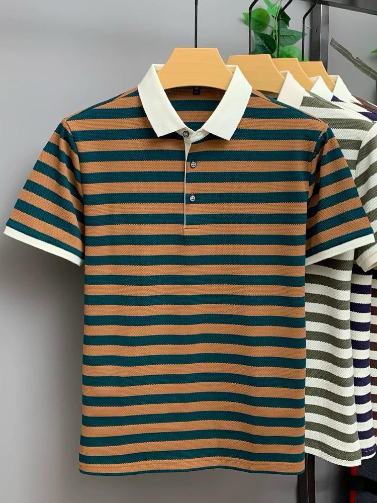 Brown and Green Stride Branded Polo T-Shirt