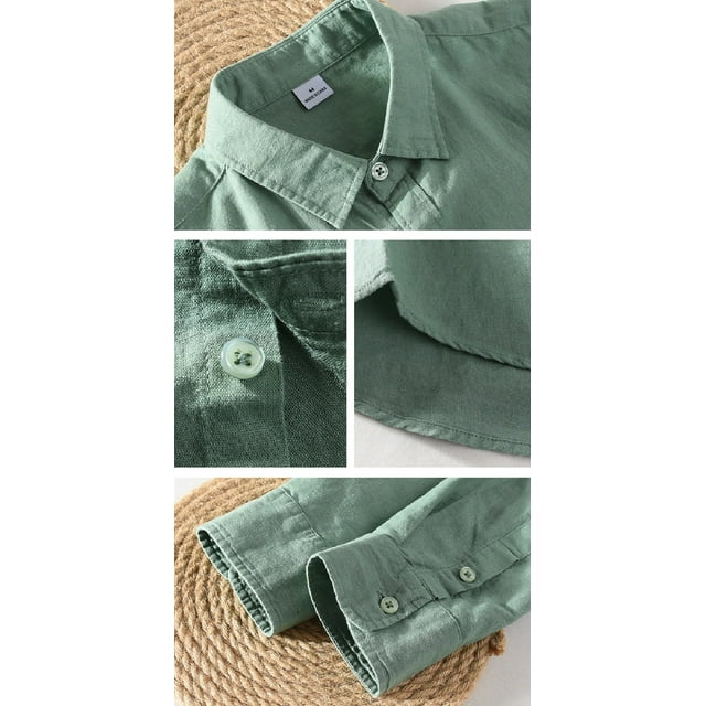 Moss Green Linen Blend Shirt