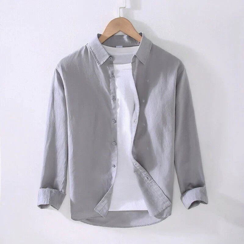 Cloud Gray Linen Blend Shirt