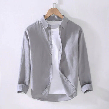 Cloud Gray Linen Blend Shirt