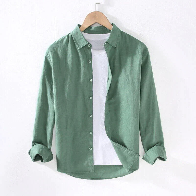 Moss Green Linen Blend Shirt